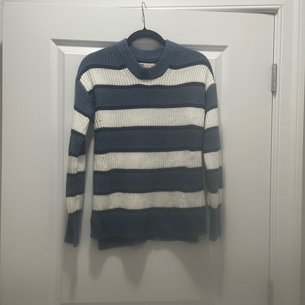 SO Navy and White Striped Crewneck Sweater